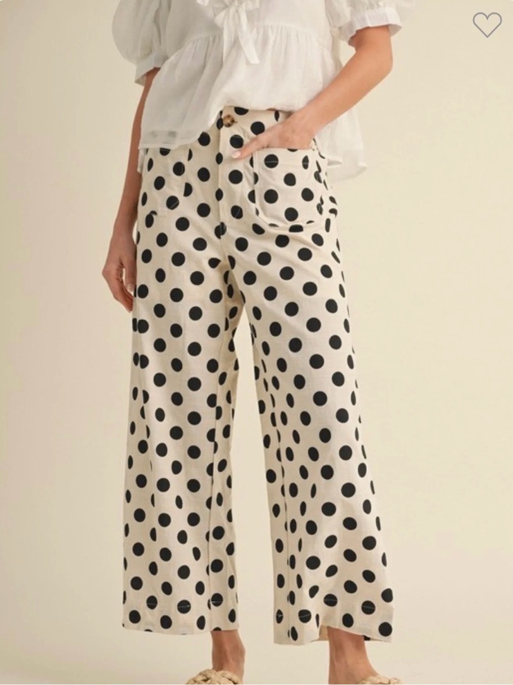 JODIFL Black Polka Dot Wide-Leg Pants on Cream